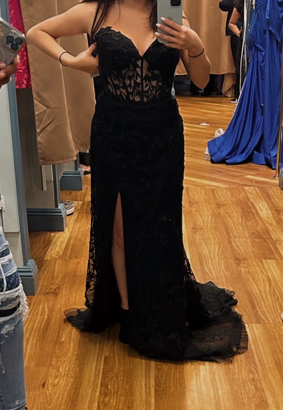 Black Strapless Prom Dress - Image 3