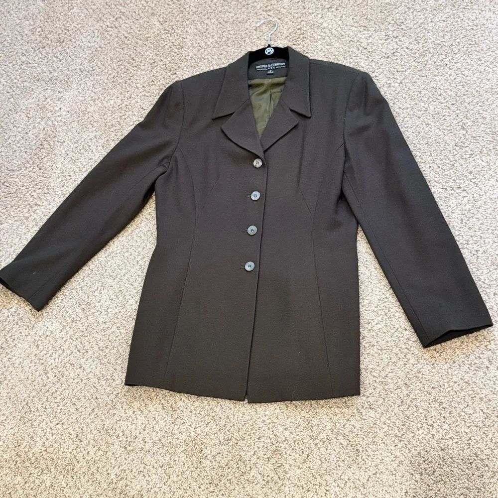 100% Wool Green Olive Blazer 8 Quiet Luxury Old Money Minimalist Workwear Kasper - Image 4