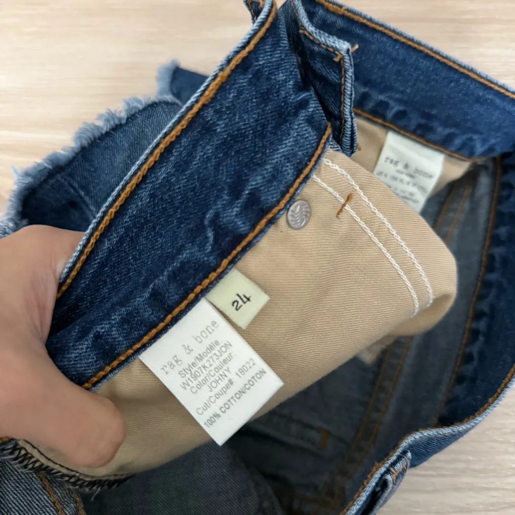 Rag & Bone 24 Cut Off Short Johny Medium Wash Distressed - Image 7