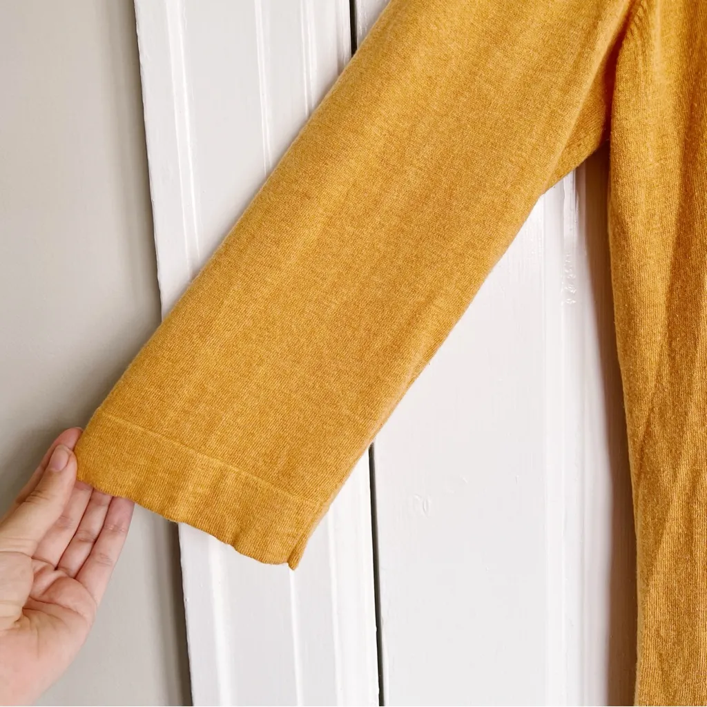 Eileen Fisher • Cashmere Blend Tunic Sweater hooded hoodie mustard yellow knit - Image 4