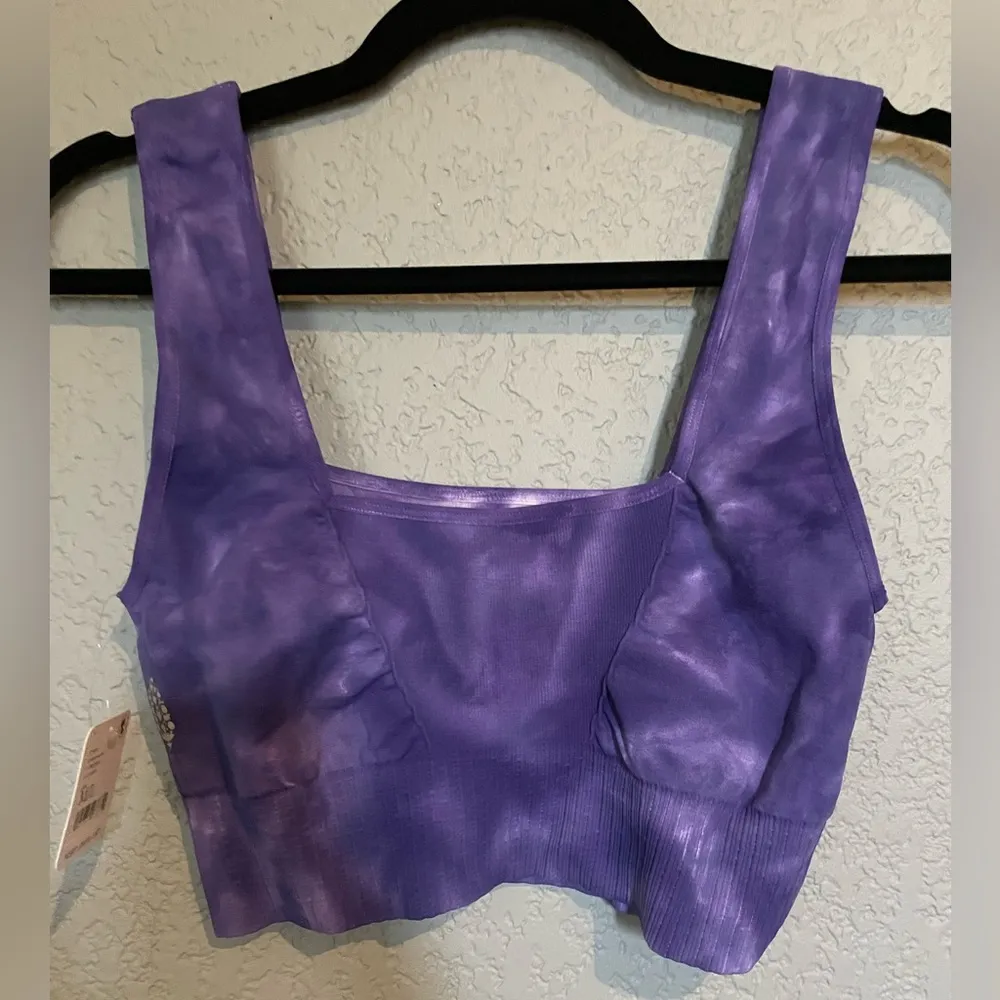 NWT Free People Good Karma Sports Bra Tie Dye Purple Size M/L Altas Mountain - Image 4