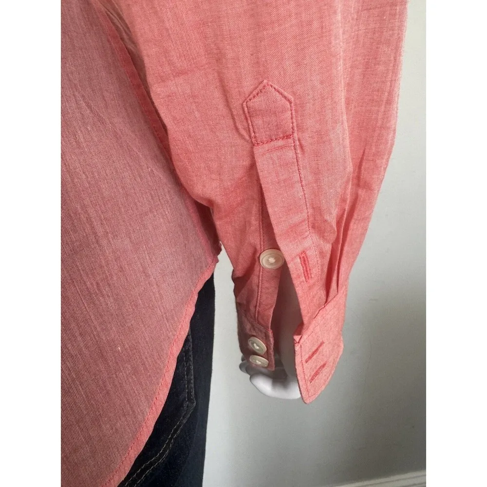 J Crew Button Up Shirt size S Women Roll Tab Convertible Sleeves Red Coral NEW - Image 6
