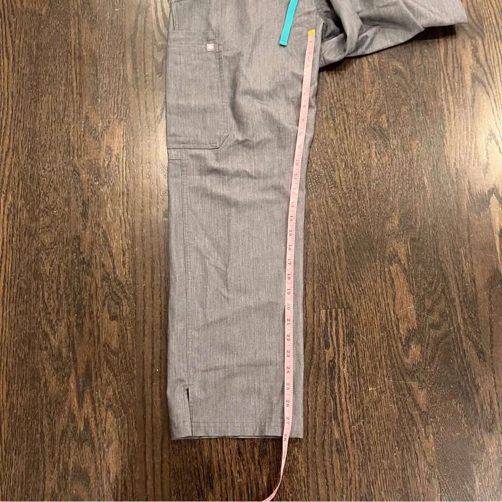 FIGS  Gray Kade Cargo Joggers with Teal Drawstring - Image 6