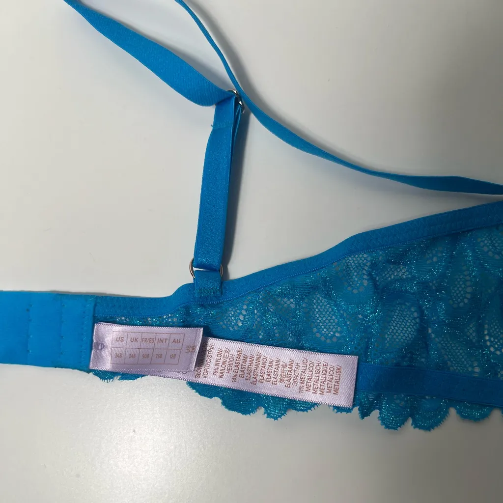 Savage X Fenty Savage Not Sorry Wildflower Blue Unlined Lace Balconette Bra Size undefined - Image 11
