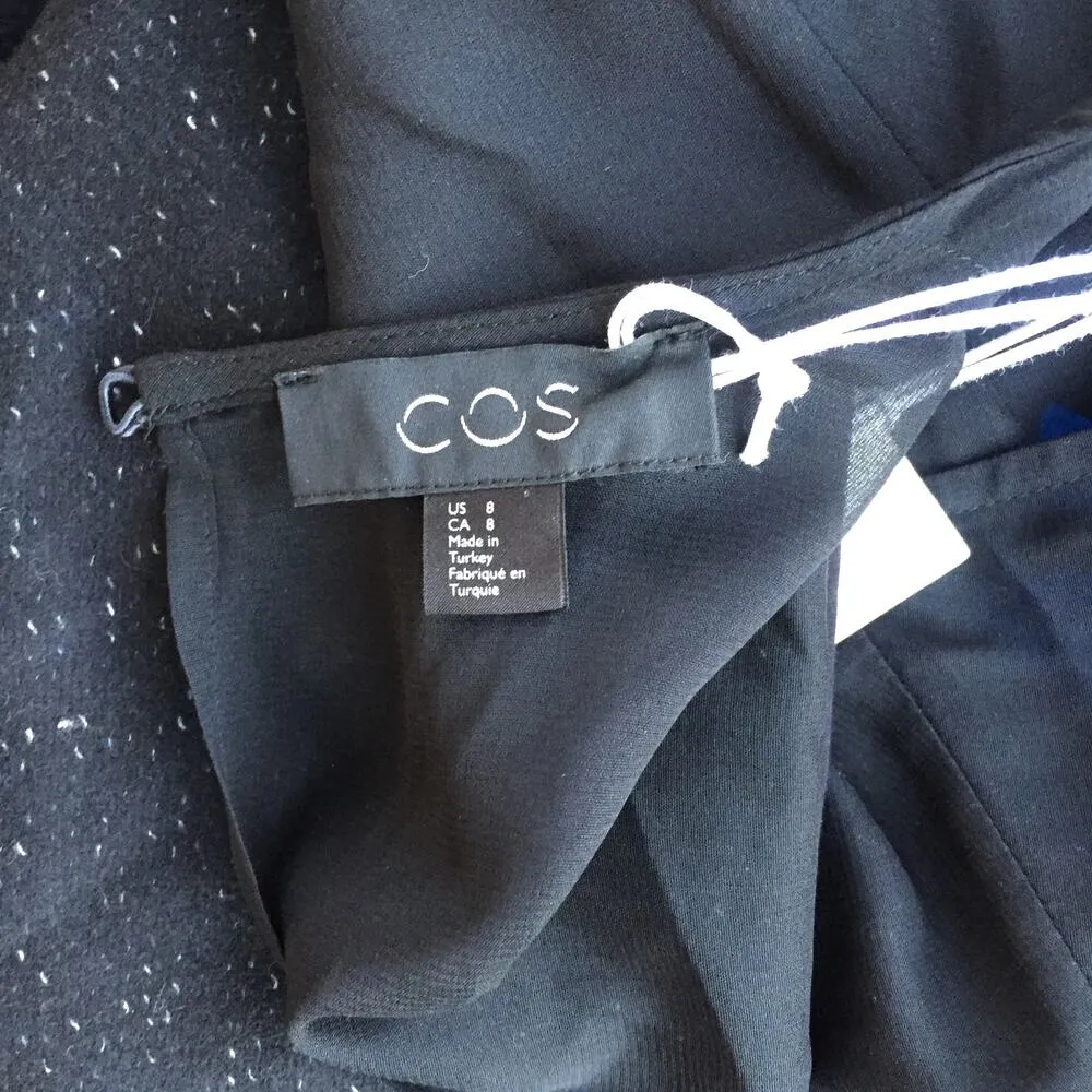 NEW COS Black Silk Wool Long Sleeve Dress 8 - Image 5