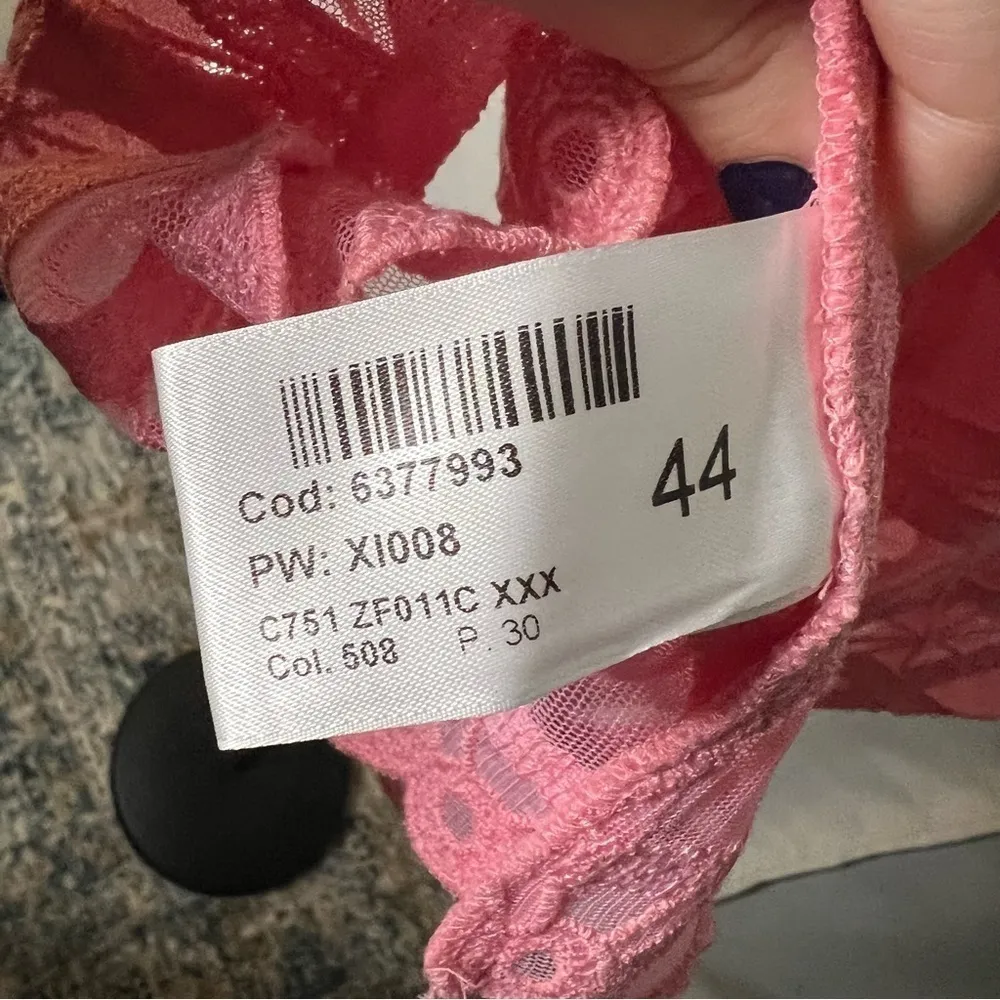 Dondup Camica Prunella Embroidered Mesh Pink Crop Top 44 Size L - Image 8