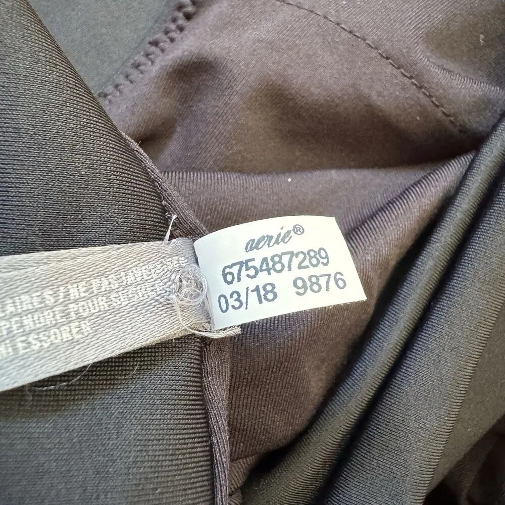 Aerie Black Ribbed One Piece Cheeky Swim Sz XL Racerback Cut Out - Image 7