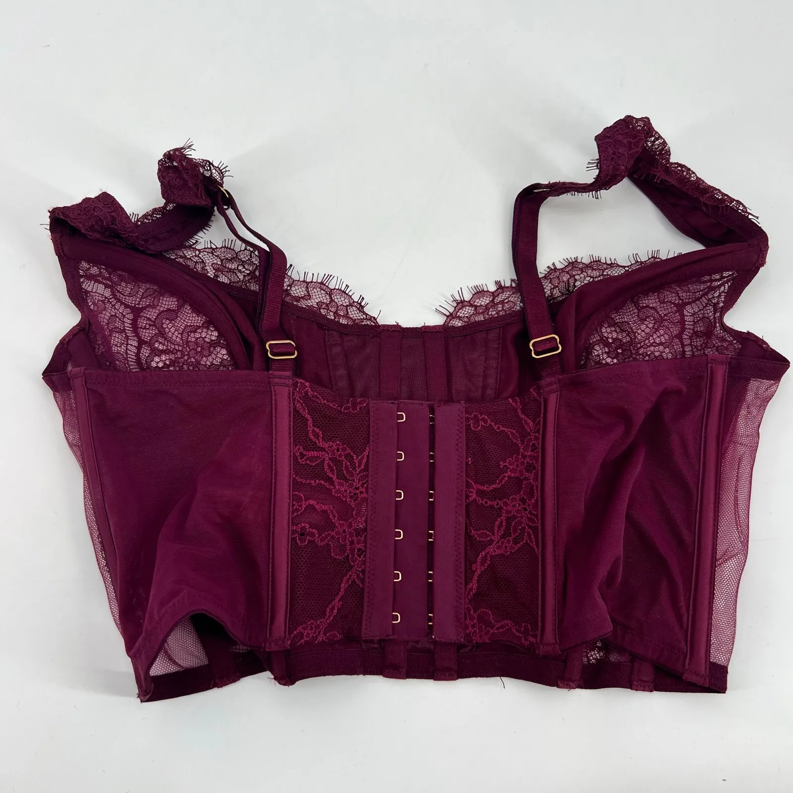 Victoria’s Secret Dream Angels Purple Lace unlined Cropped Corset Top bra medium - Image 3