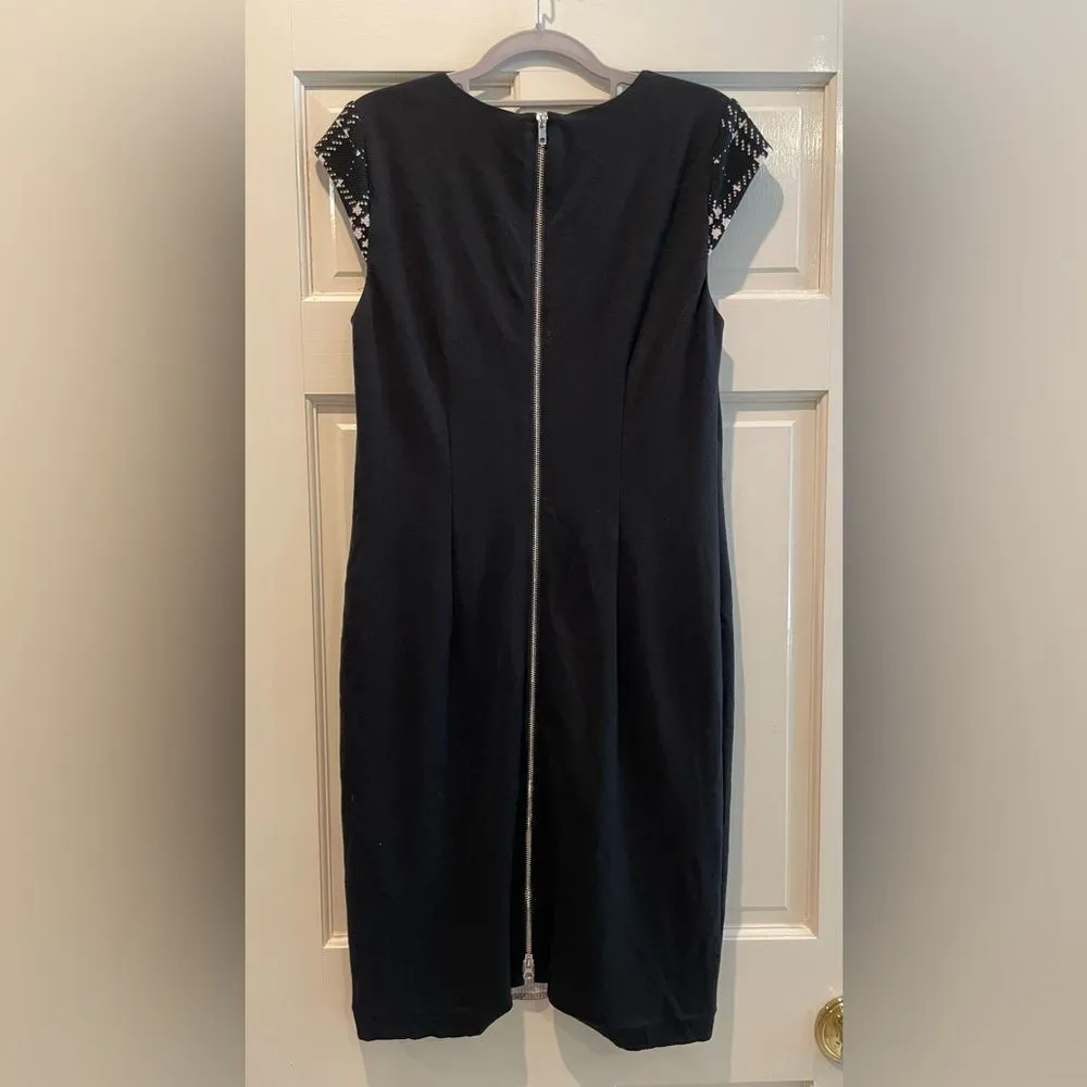 Muse‎ Plaid Bodycon Sheath Midi Dress Black White Size 10 - Image 4