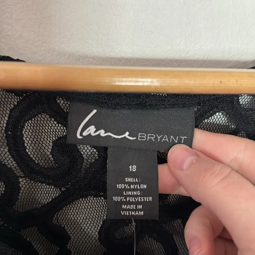 Lane Bryant Black Lace Midi Dress 3/4 sleeve gathered detail Boat-neck Size 18 - Image 8