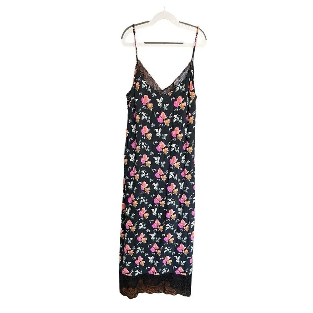 Womens Zara Trafaulo Floral Print Lace Detail Sleeveless Midi Slip Dress - Sz S - Image 2