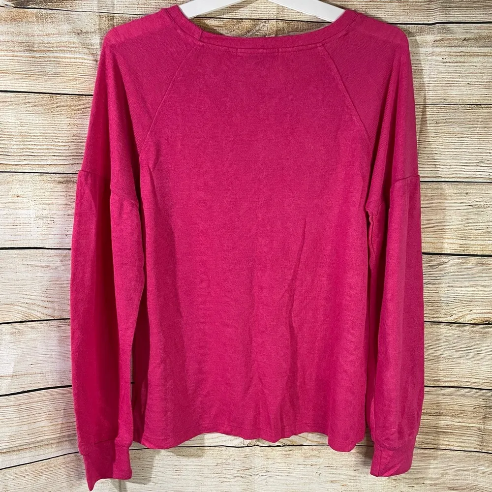 cozy lightweight puff sleeves pink pullover sweater women’s Size Large - Image 8
