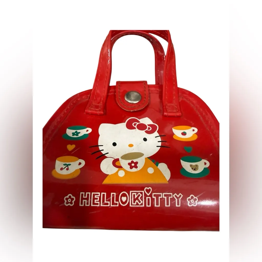Vintage 1996 Sanrio Hello Kitty Mini Red Purse – Tea Party Design – Rare - Image 2