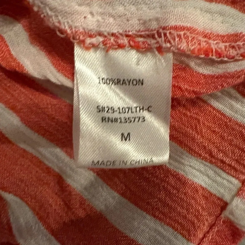 Karlie red white stripe button up blouse size M - Image 5