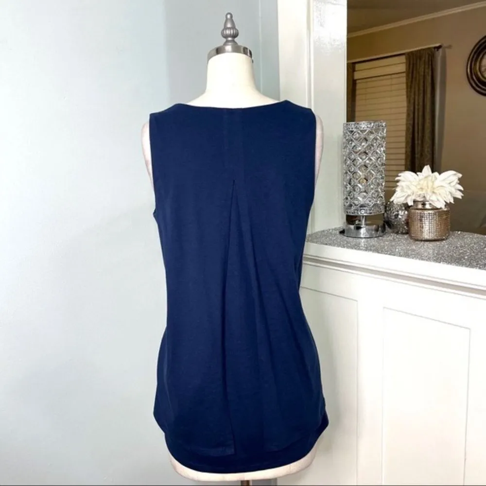 J.Jill Layered Cotton Tank Top Pure Jill Navy Blue Small - Image 5