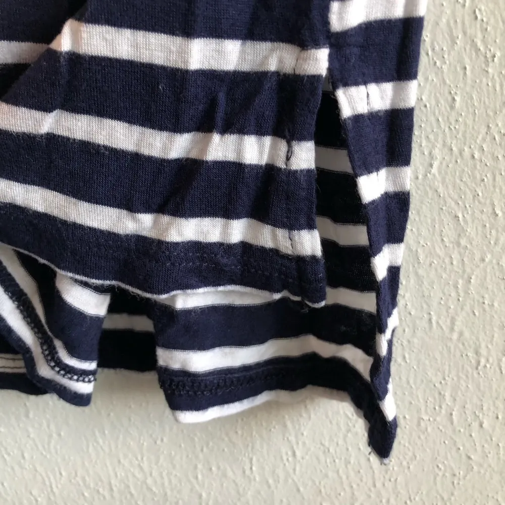 Pleione Tee Striped Navy Blue & White Zipper at Shoulders Top Scoop Neck XL EUC - Image 8