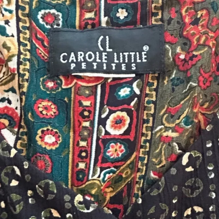 Carole Little Jacket Topper Blouse Rayon‎ Boho Tribal Tunic Beaded Hippie Girl Black - Image 10