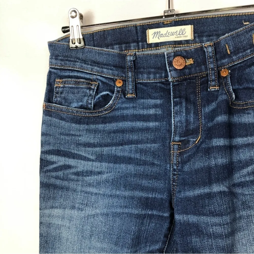 Madewell Skinny Skinny Dark Wash Distressed Mid Rise Jeans 26 - Image 3