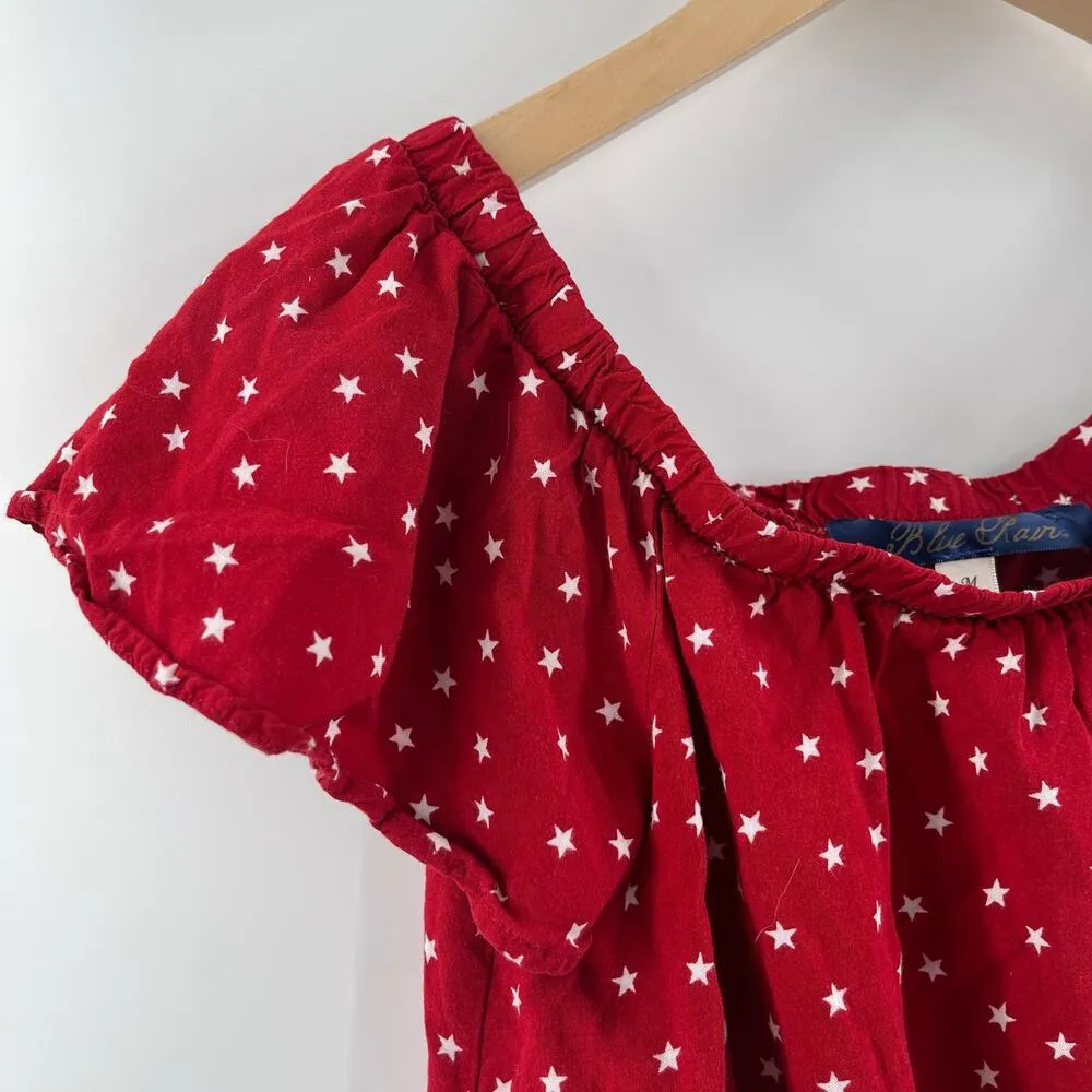 BLUE RAIN Top Blouse Size Medium Cropped Stars Patriotic Patriot 4th of July - Image 4