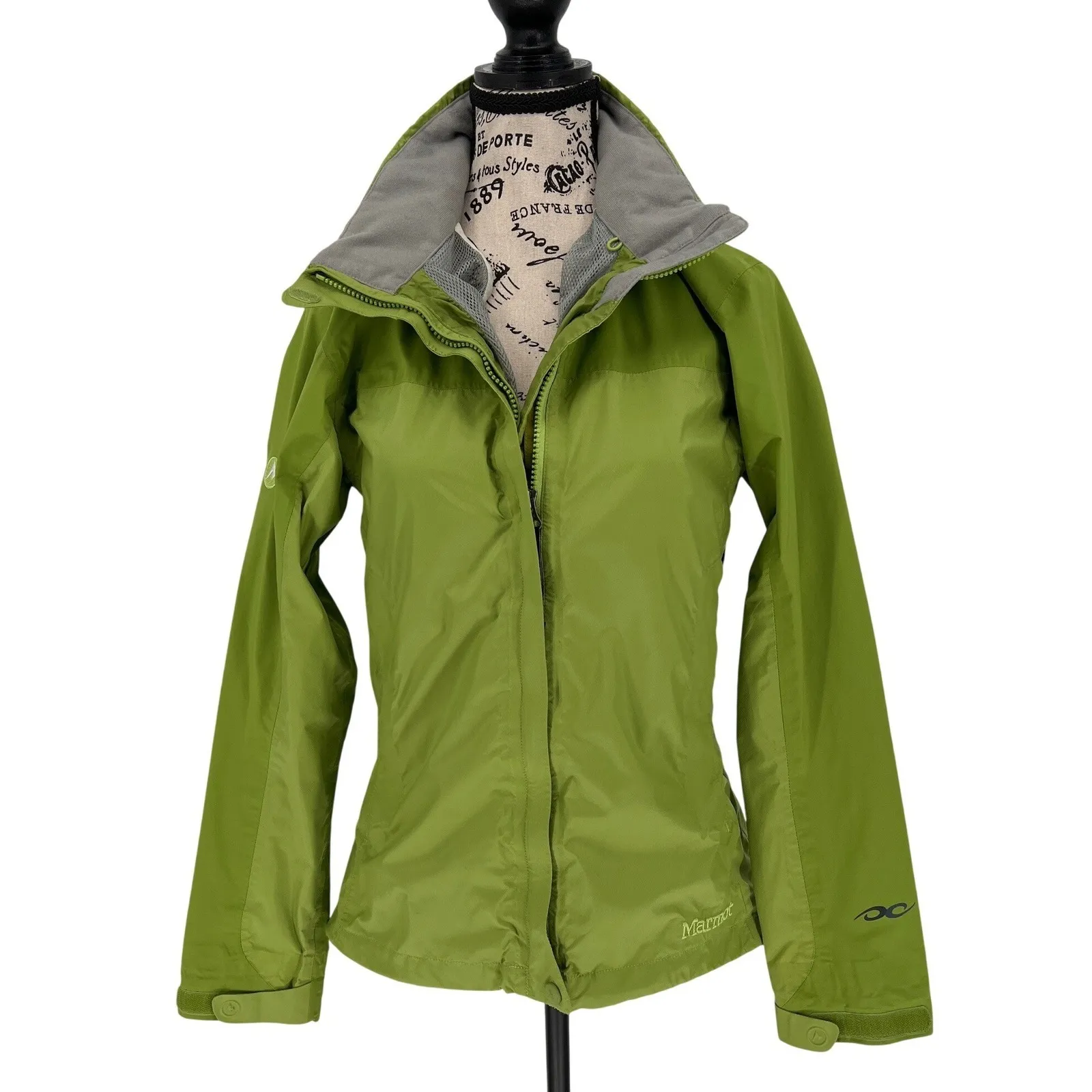 Marmot Women's Waterproof Rain Jacket XS Green Hooded Windbreaker EUC - Image 2