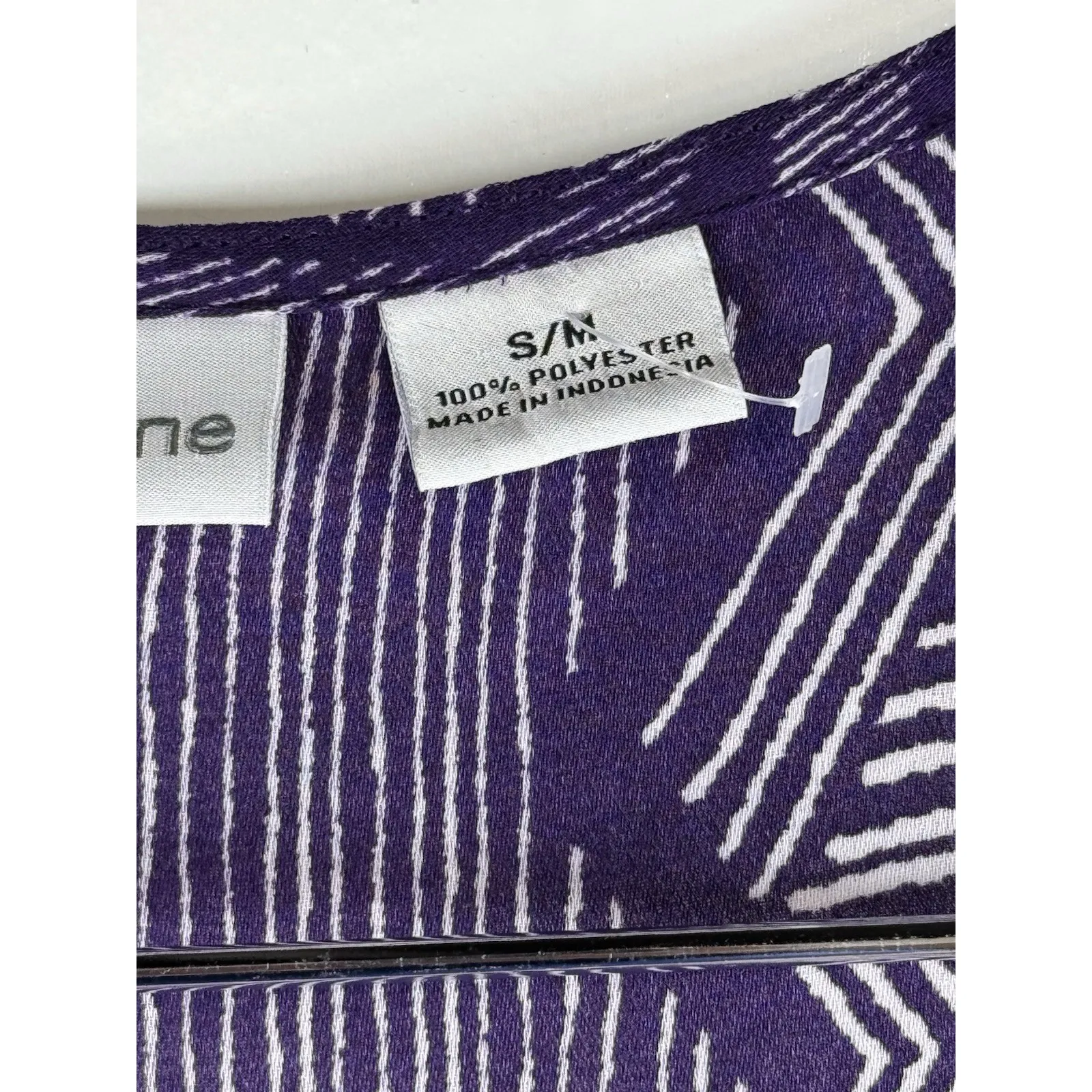 Liz CLAIBORNE Purple Diamond Print Open Front Kimono Short‎ Sleeve Top S/M - Image 5