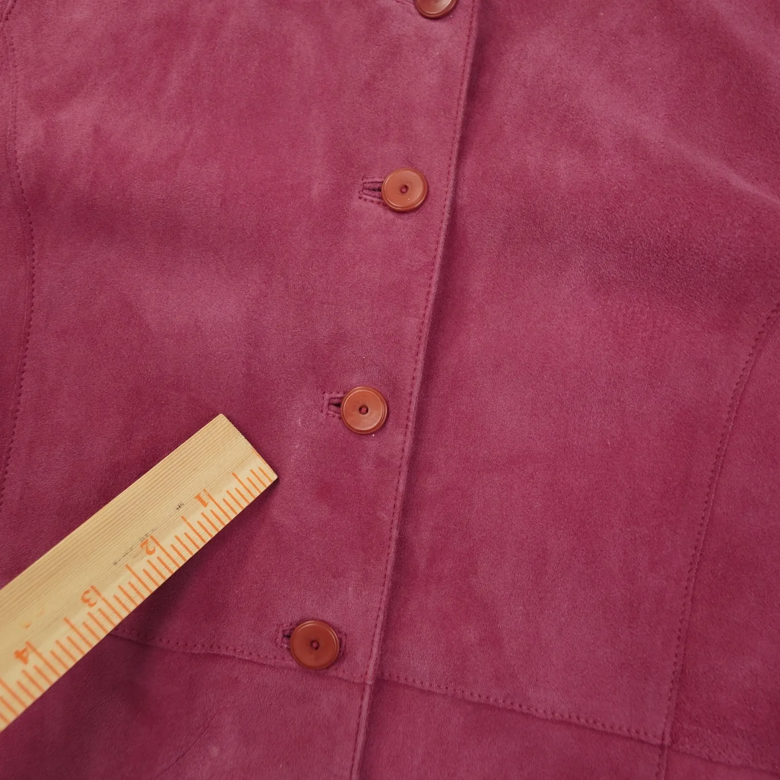 Eileen Fisher Goat Suede Leather Jacket Women's Large Fuchsia Pink Coat Blazer - Image 9