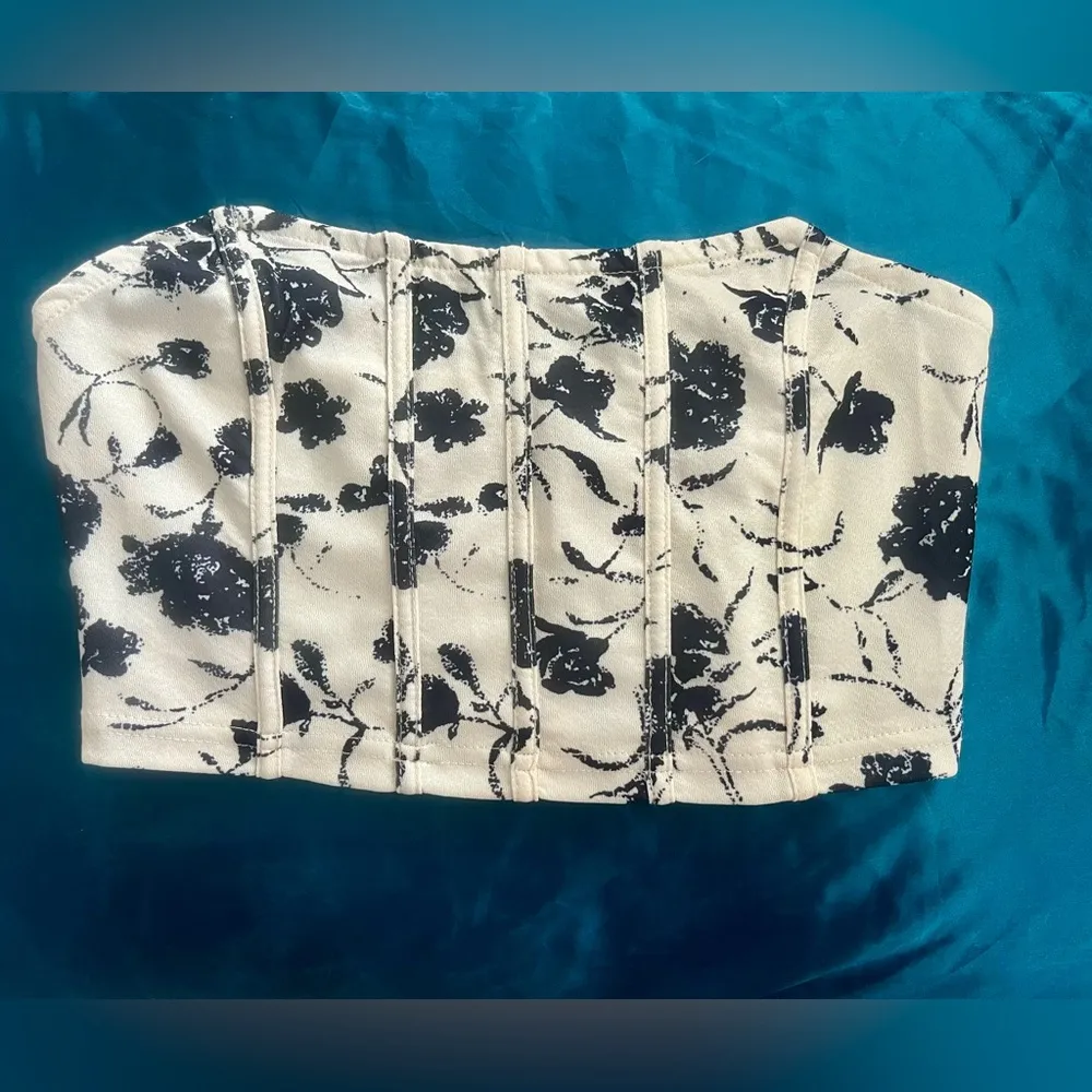 floral corset crop top Black Size 4 - Image 2