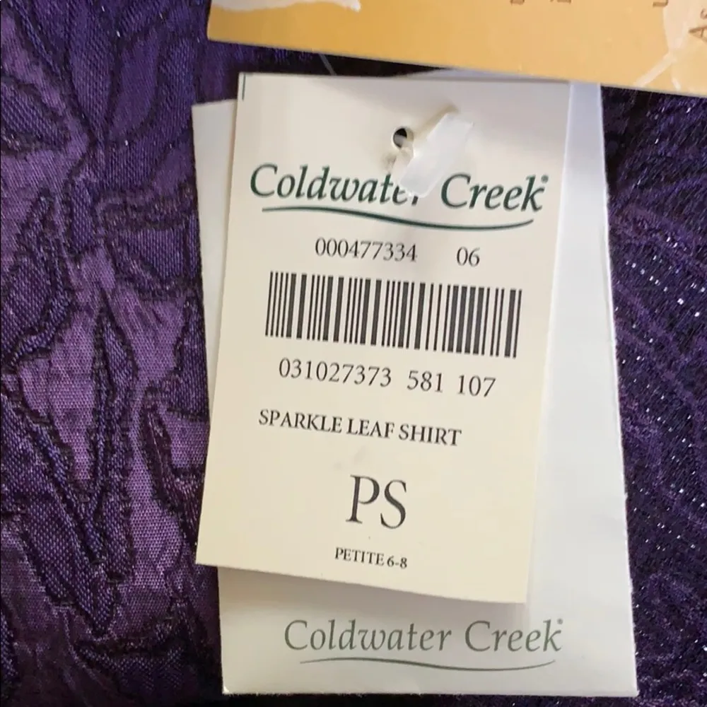 Coldwater Creek purple shirt top petite small PS SP Sparkle New RARE GORGEOUS - Image 6