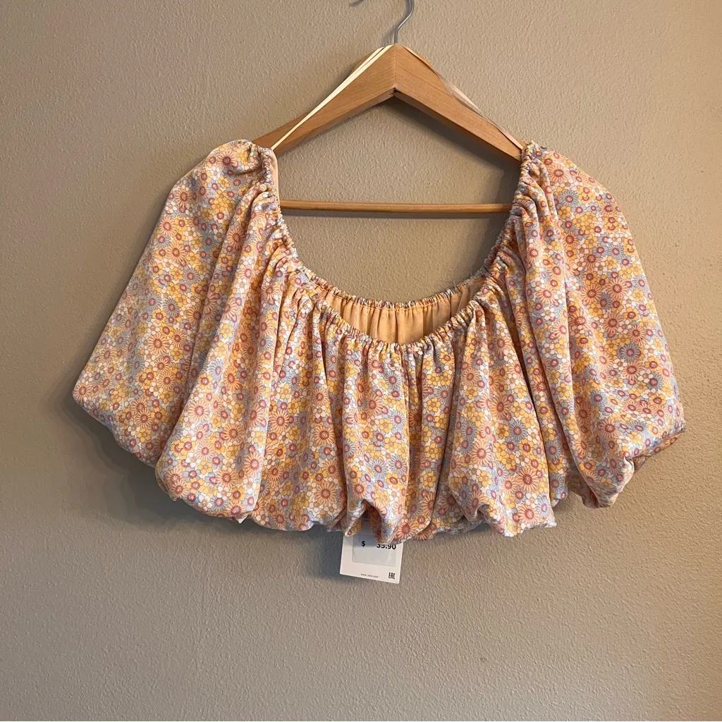 ZARA‎ Satin Bubble Hem Crop - Image 4