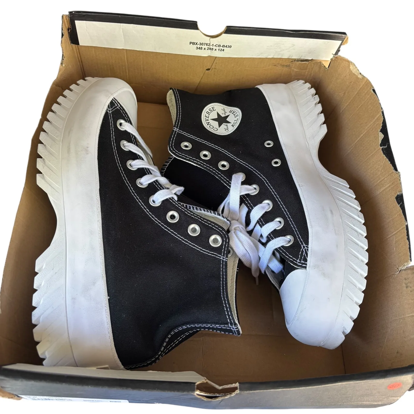 Converse CTAS Lugged 2.0 Hi Top Platform Sneakers Black White Unisex Size 11.5 W - Image 10