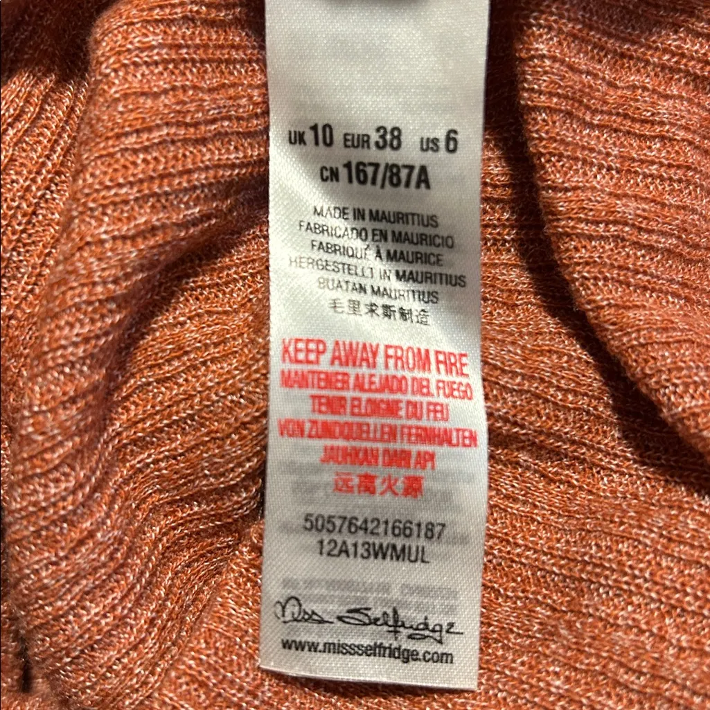 ASOS Miss Selfridge Ribbed Crop Top Womens size 6 short sleeve shirt - Image 5