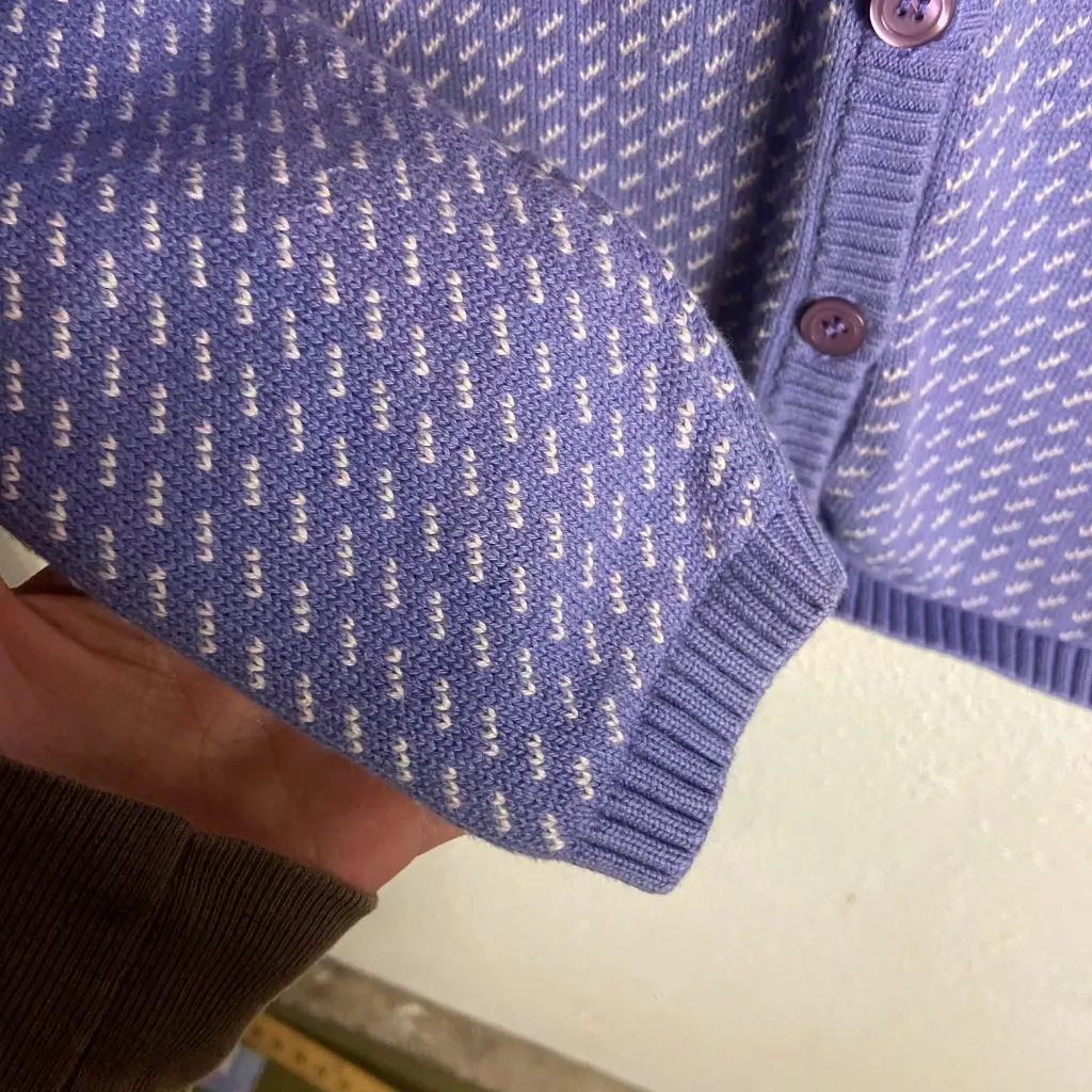 L.L. Bean Women's Size Medium Cardigan Sweater Periwinkle Purple Knit Grannycore - Image 5