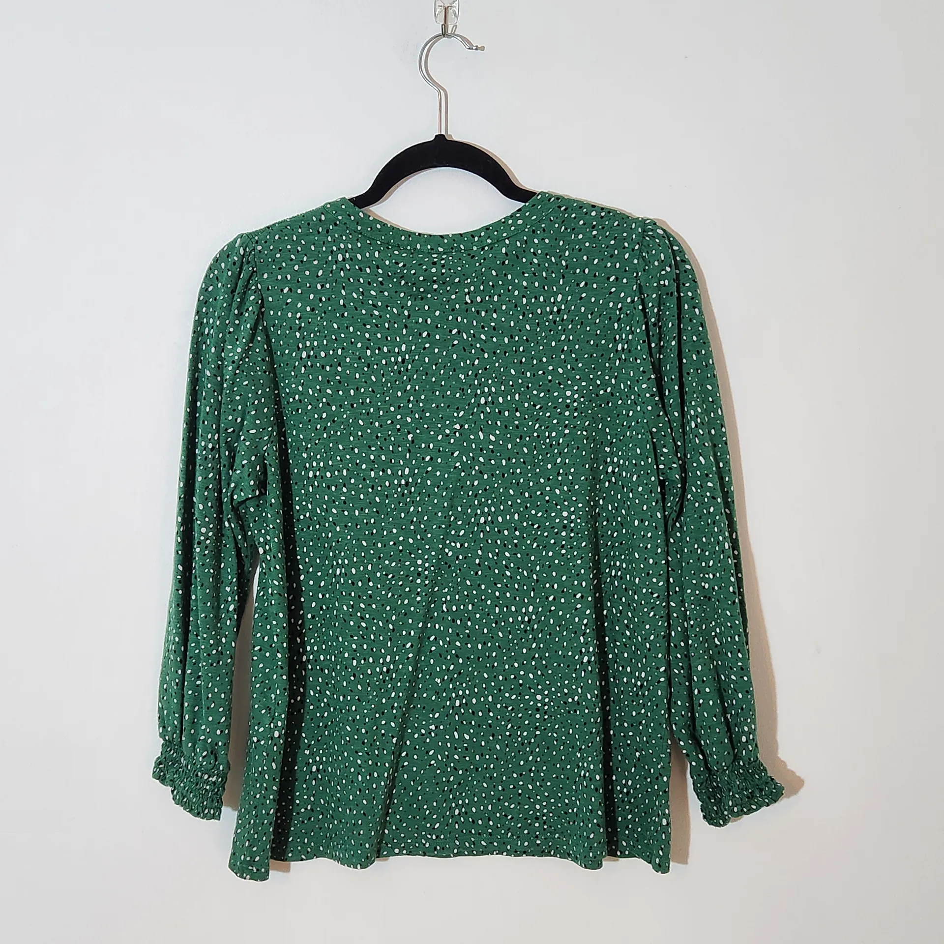 J Jill Green Dot Print Knit Top Size Small - Image 5