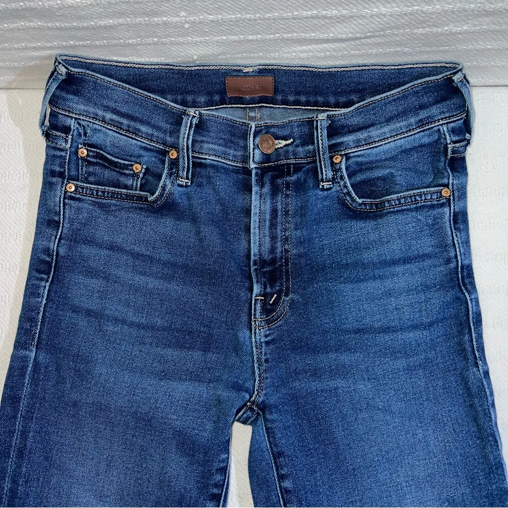 MOTHER The Outsider Ankle Fray Jeans Size 25 Uncharted Waters Blue Designer - Image 5