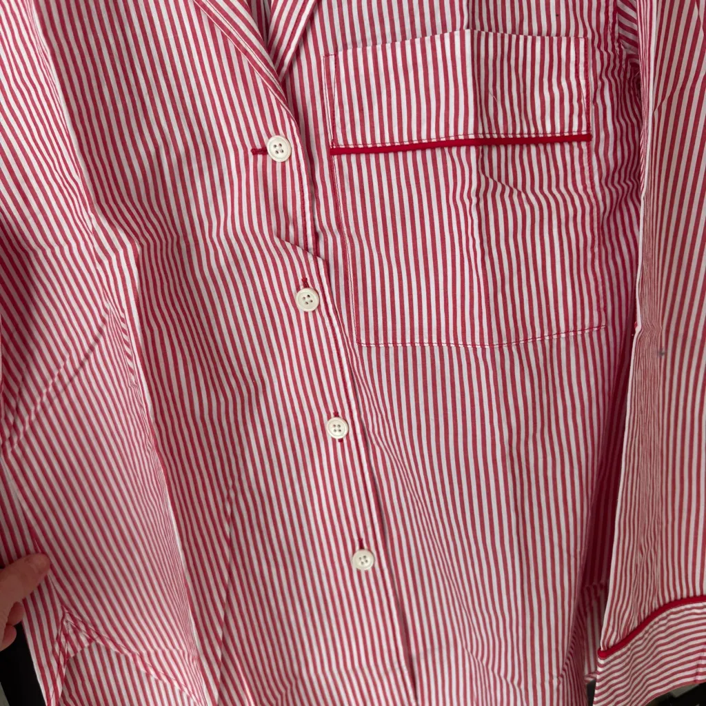 NWT J. Crew poplin pajamas top button down striped long sleeve shirt jcrew - Image 3