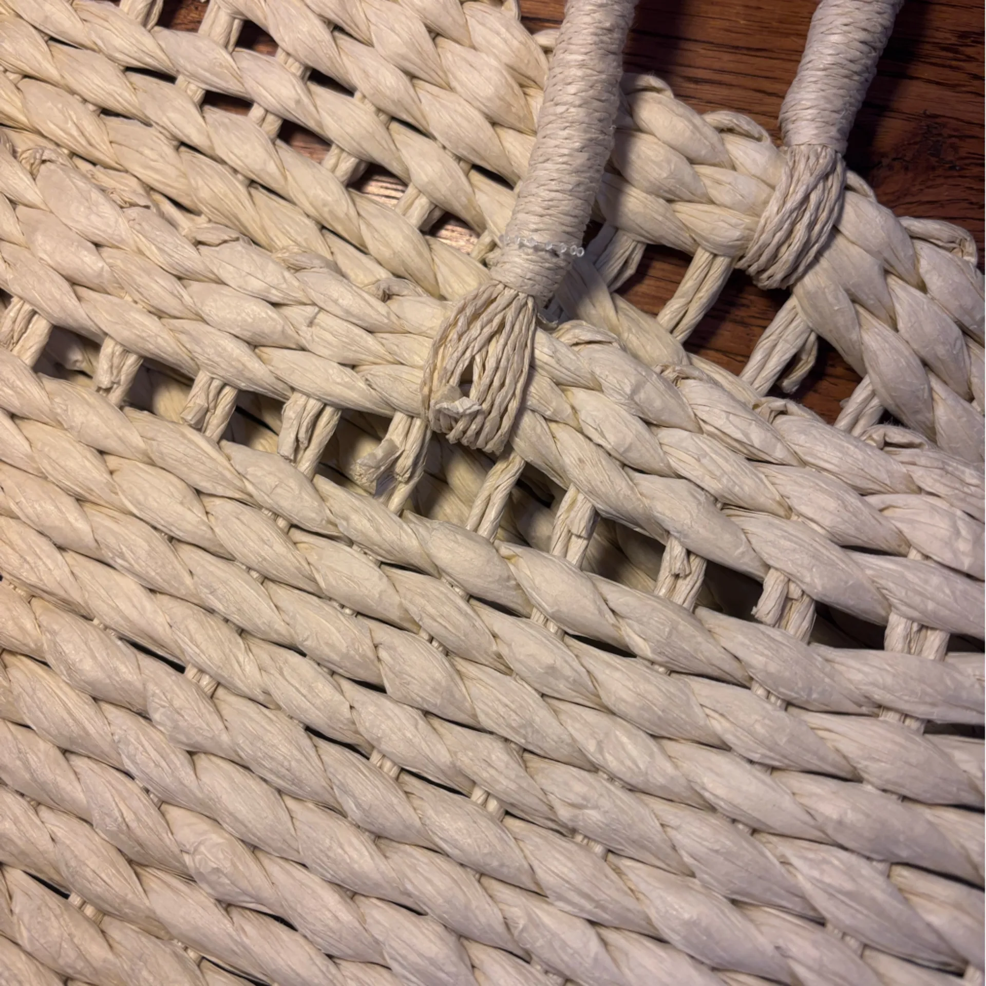 Huge Cream Woven Tote Bag - Image 7