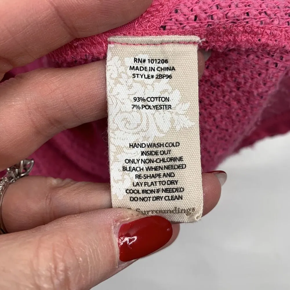 Soft Surroundings Sz L Pullover Hoodie Cozumel Henley Pink T Snap Terry Women’s - Image 3