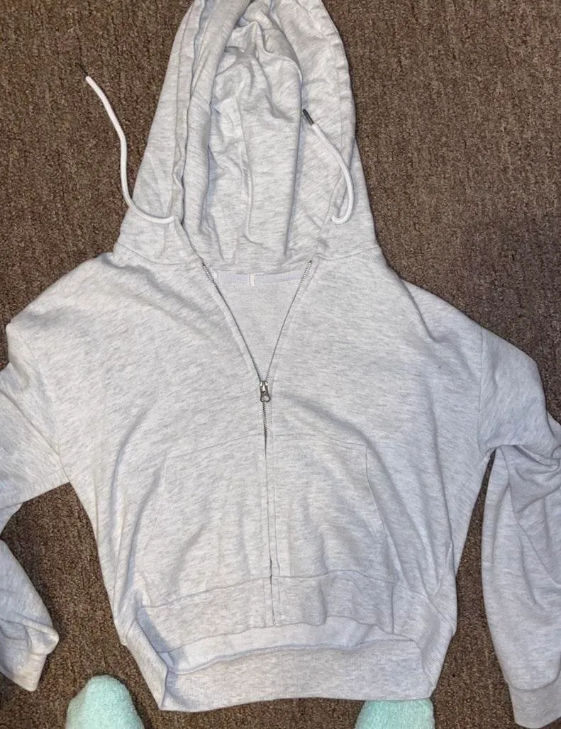 Light Gray Cropped Zip Up - Image 2