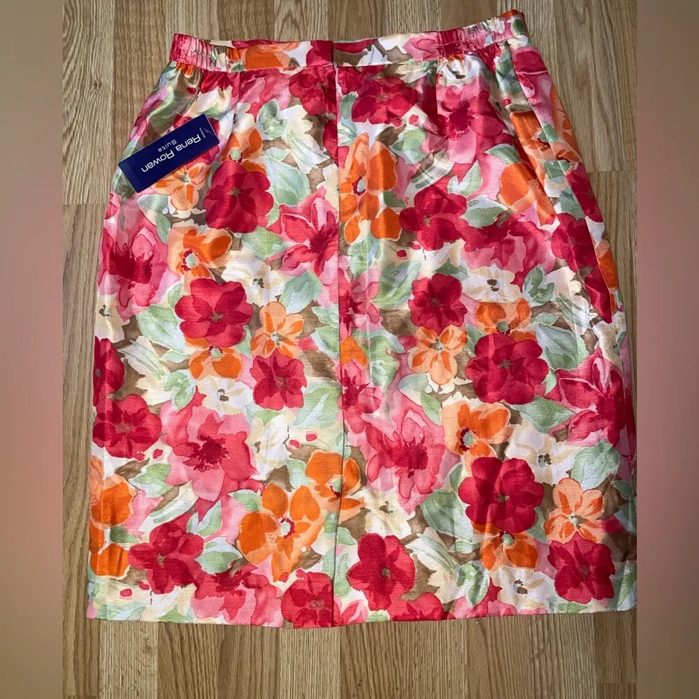 Rena Rowan floral Skirt size 16W peach multi business casual - Image 3