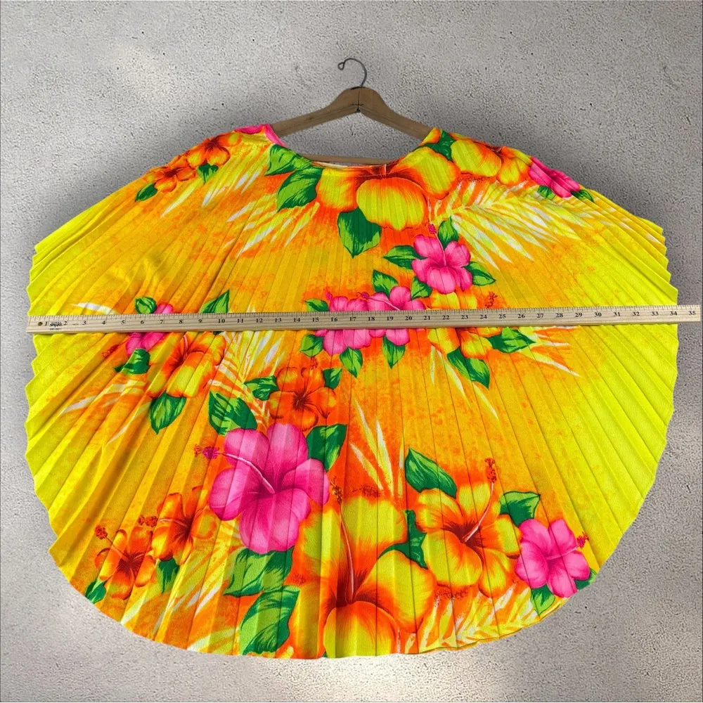 Pomare Hawaii Poncho Blouse Top Pleated Psychedelic Tropical Floral Vtg 60s OS‎ Size undefined - Image 6