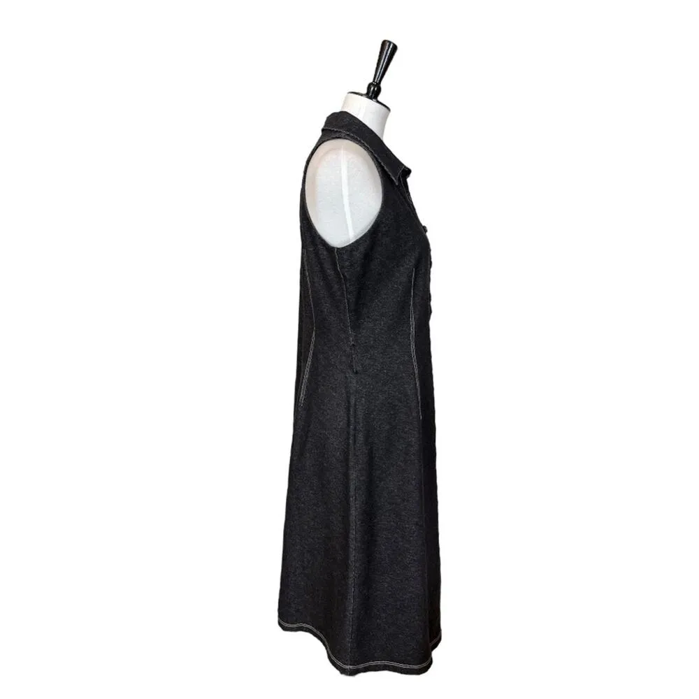 Lafayette 148 Women’s Dress Denim Shirt Dress A Line Collar Stretch Black Size 8 - Image 4