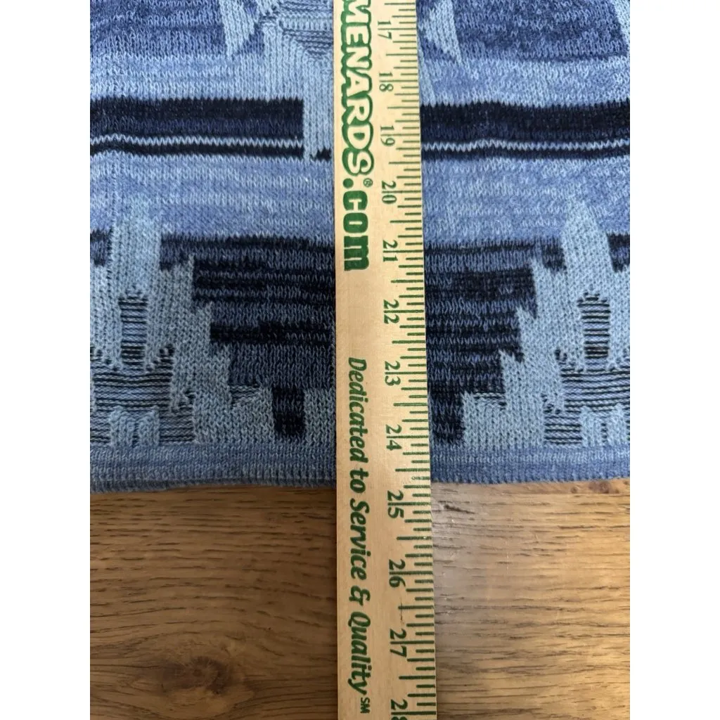 Chaps Denim Sweater Women Size XL Aztec Southwestern Short Sleeve Knit Pullover Blue - Image 4