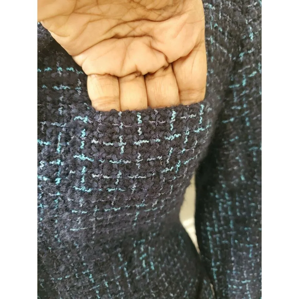 Vintage Austin Reed Cotton Collared Blazer Coat M Blue Size M - Image 5