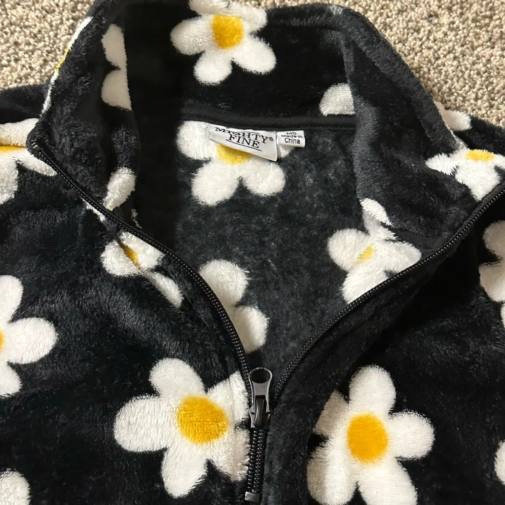 Mighty Fine Black and White Floral Sweater - Image 3