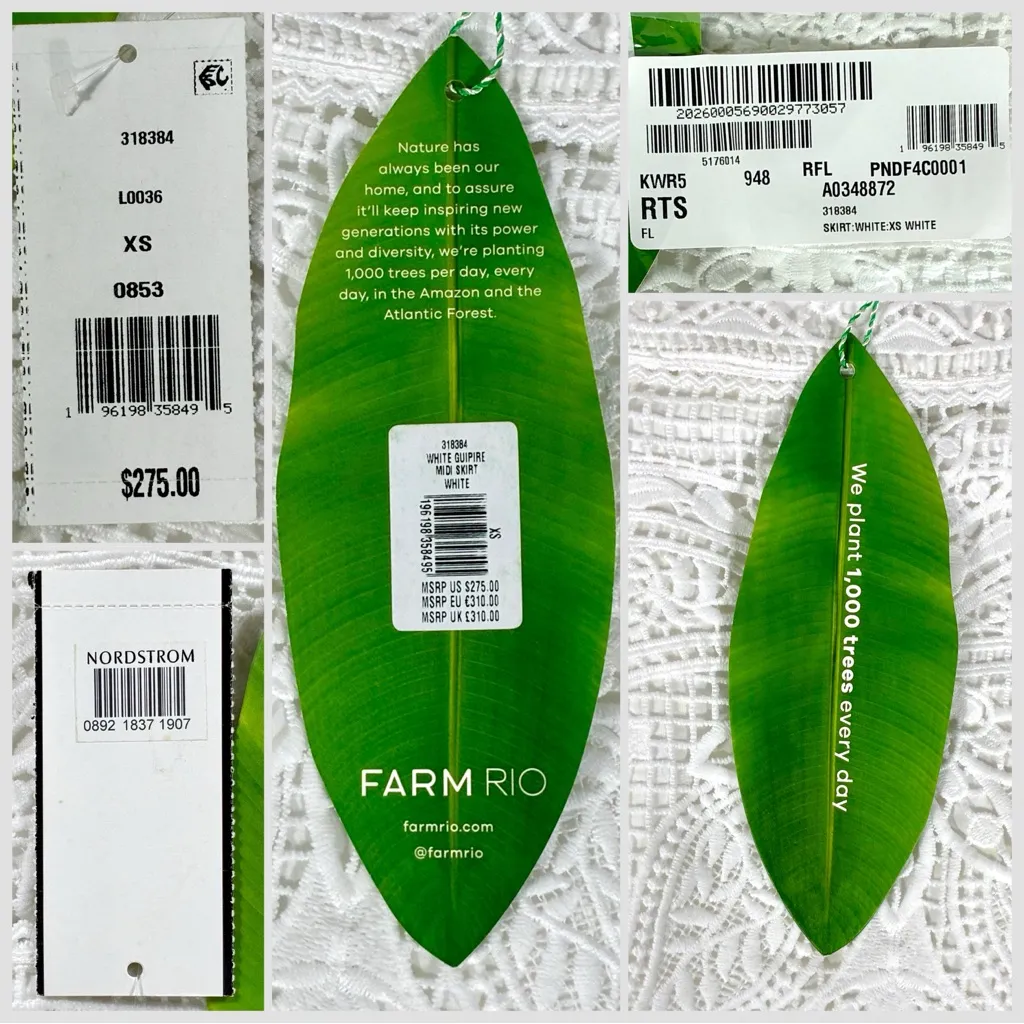 Farm Rio Guipure Lace Midi Skirt Pineapple Design White XS NWT Tropical Floral - Image 6