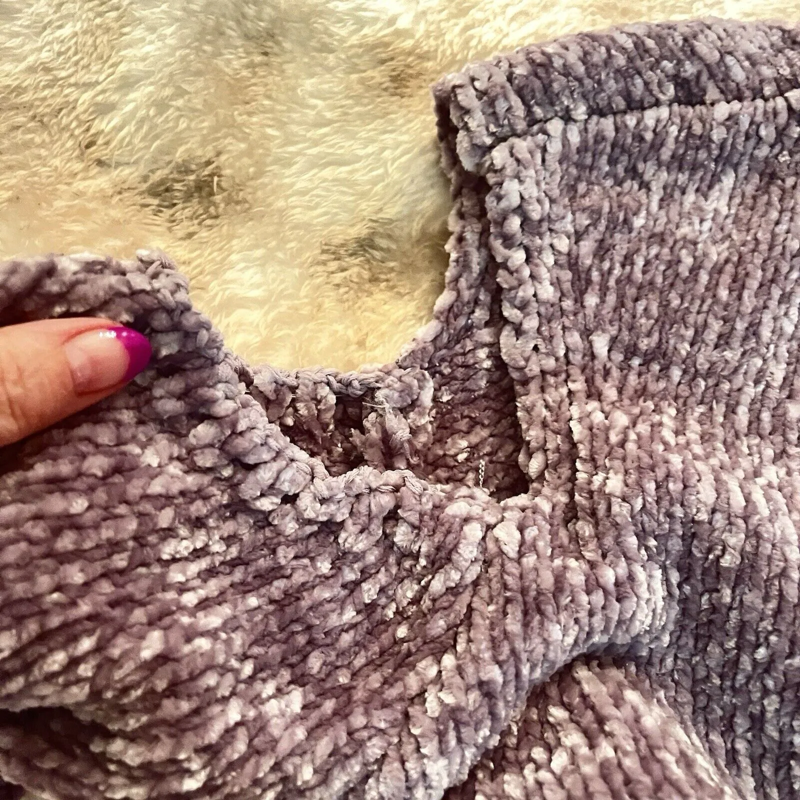 EXPRESS - Womens Light Purple Thick Pullover Peek-A-Boo Shoulder Sweater-Size S - Image 8