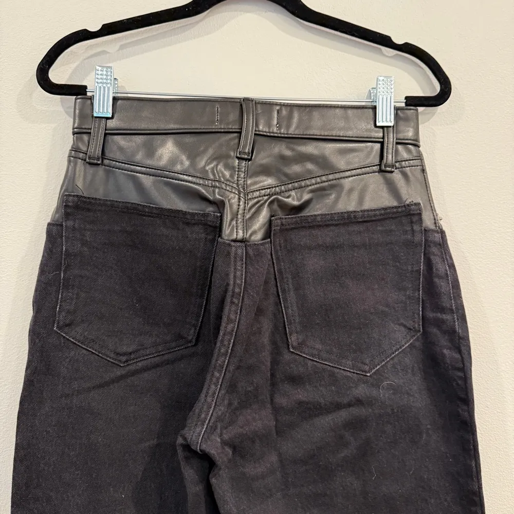 Abercrombie & Fitch The ‘90s Straight Ultra High Rise Black Jeans &Faux Leather - Image 5