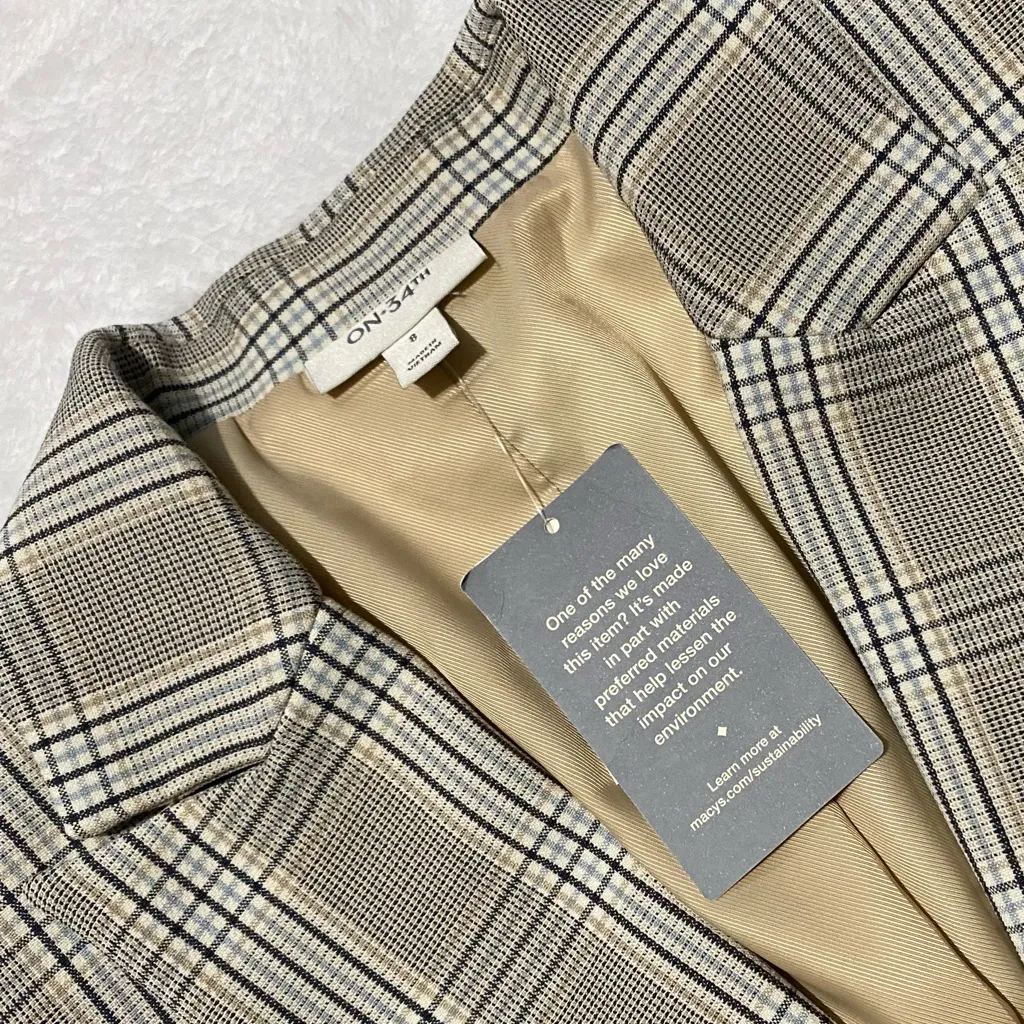 ON 34th Brown and Blue Blazer with Tailored Silhouette Size 8 - Image 6