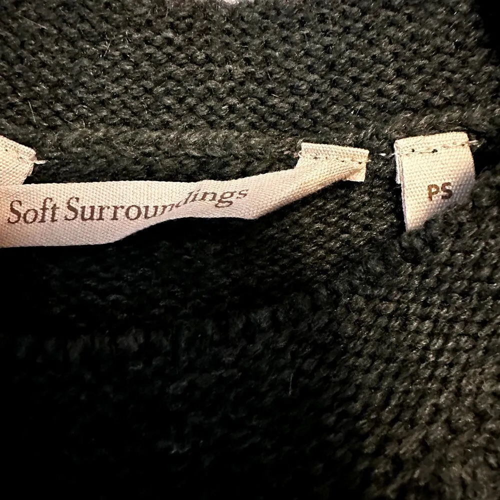 Soft Surroundings Sydney Sweater Cable Knit Long Sleeve Crew Neck Green Petite S Size undefined - Image 3