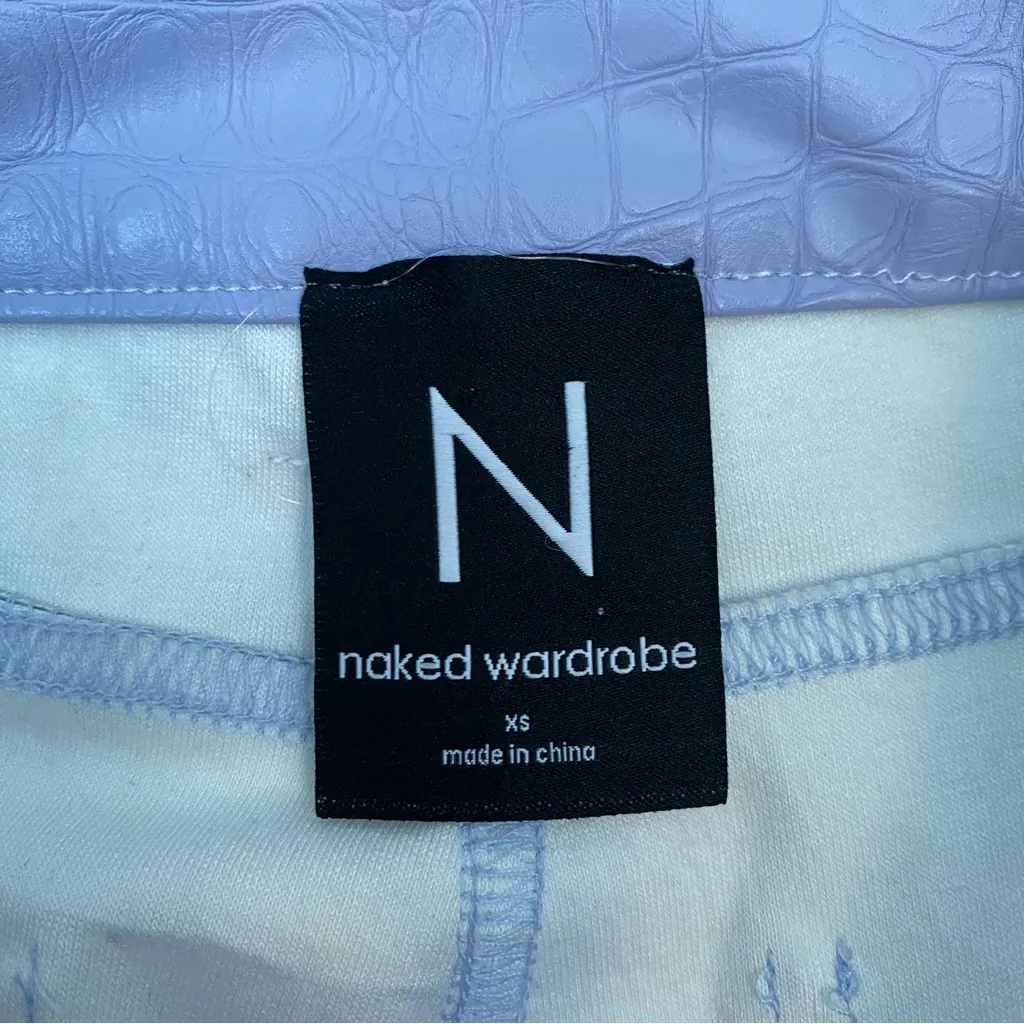 Naked Wardrobe Faux‎ Leather Croc Straight Leg Pants Lavender Purple XS - Image 5